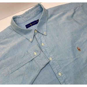 Polo Ralph Lauren Men 4XB Big Button Shirt Blue Long Sleeve Color Pony Oxford